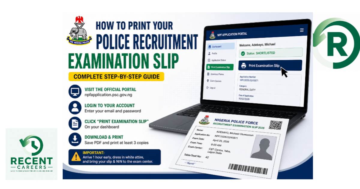 police recruitment examination slip