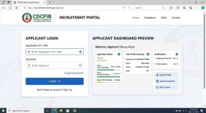 CDCFIB recruitment portal login page