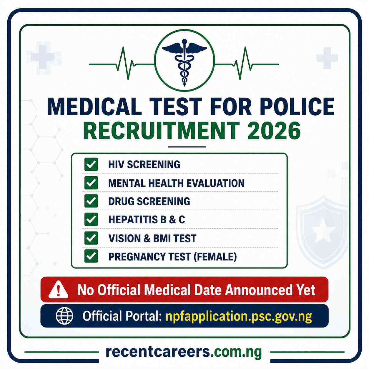 medical test for police recruitment